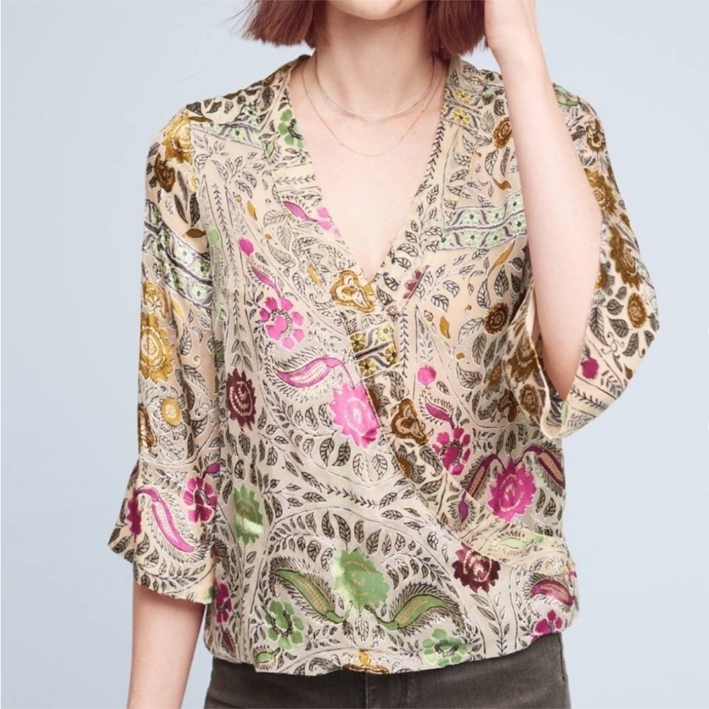 Silk Wrap Blouse by Floreat for Anthropologie